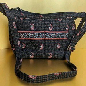 VERA BRADLEY Black Brown Houndstooth Paisley Shoulder Bag Handbag Purse